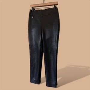 Joseph Ribkoff Faux Leather Straight Leg Pants Size 6 Black